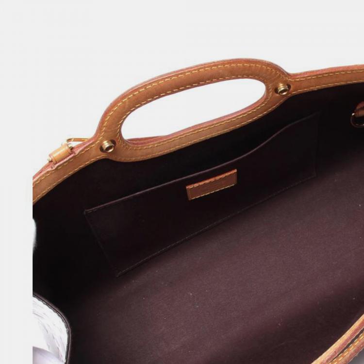 Pre Owned Louis Vuitton Purple Leather  Roxbury Drive Top Handle Bag