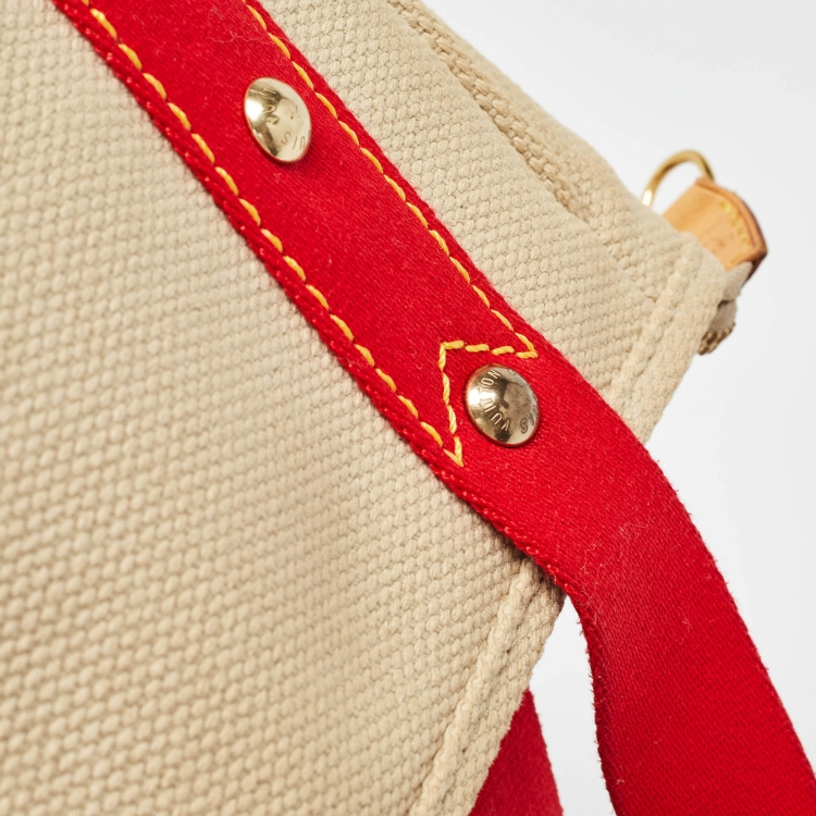 مملوكة مسبقًا Louis Vuitton Beige/Red Canvas Antigua Cabas PM Bag