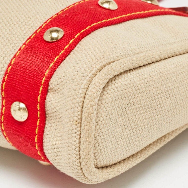 مملوكة مسبقًا Louis Vuitton Beige/Red Canvas Antigua Cabas PM Bag