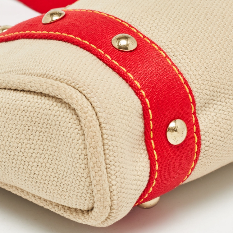 مملوكة مسبقًا Louis Vuitton Beige/Red Canvas Antigua Cabas PM Bag