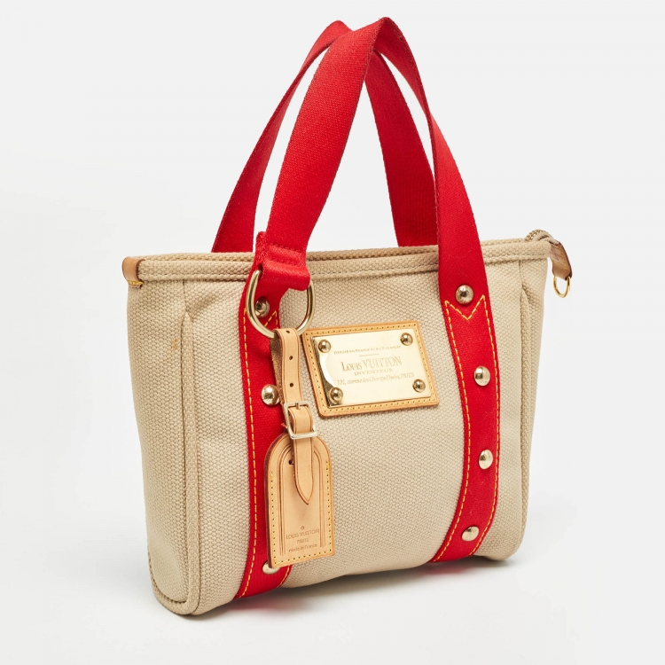 مملوكة مسبقًا Louis Vuitton Beige/Red Canvas Antigua Cabas PM Bag
