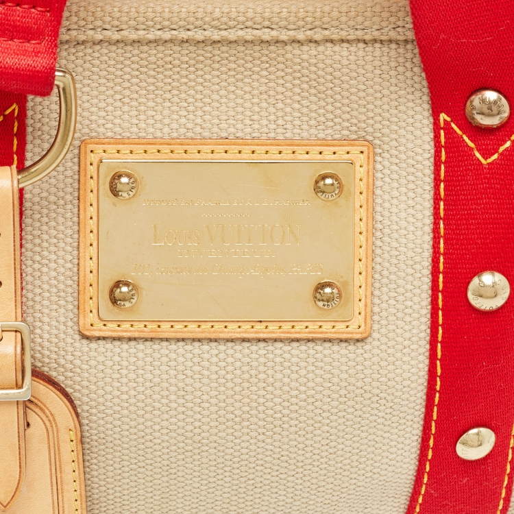 مملوكة مسبقًا Louis Vuitton Beige/Red Canvas Antigua Cabas PM Bag