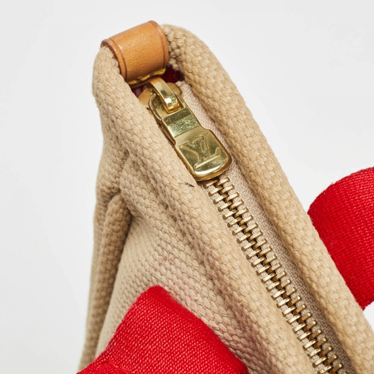 مملوكة مسبقًا Louis Vuitton Beige/Red Canvas Antigua Cabas PM Bag