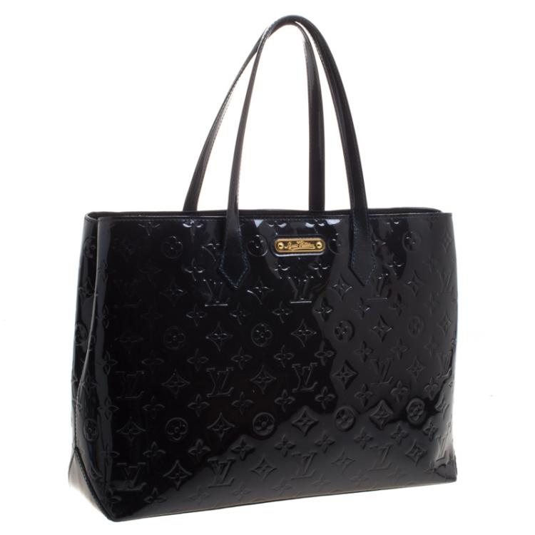 Pre Owned Louis Vuitton Bleu Infini Monogram Vernis Wilshire MM Bag