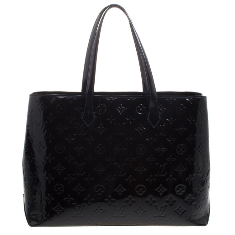 Pre Owned Louis Vuitton Bleu Infini Monogram Vernis Wilshire MM Bag