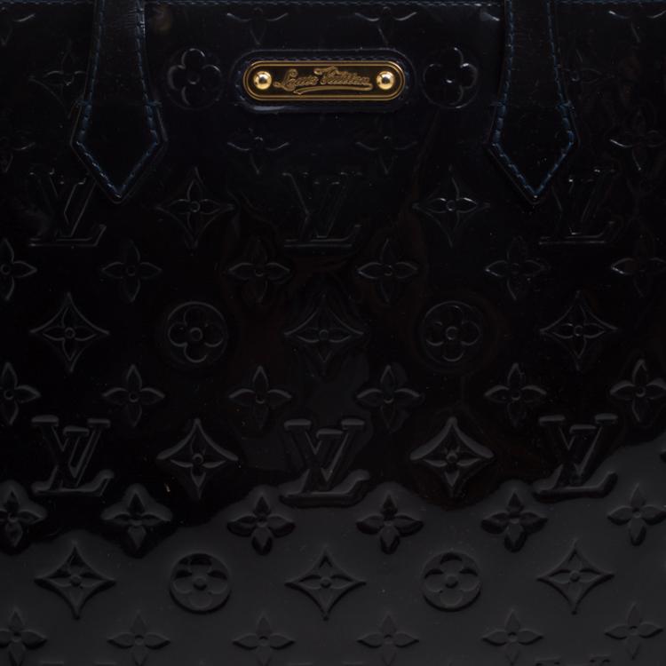 Pre Owned Louis Vuitton Bleu Infini Monogram Vernis Wilshire MM Bag