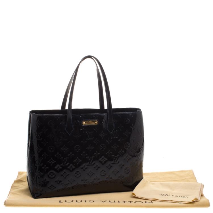 Pre Owned Louis Vuitton Bleu Infini Monogram Vernis Wilshire MM Bag