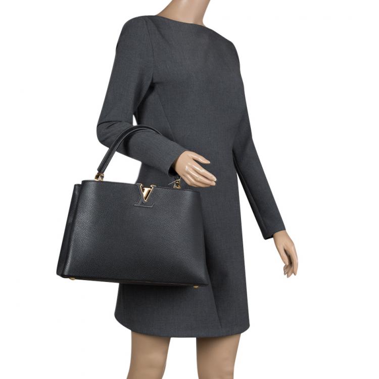Pre Owned Louis Vuitton Black Taurillon Leather Capucines MM Bag