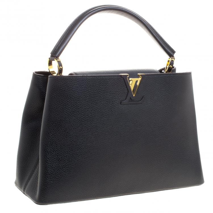 Pre Owned Louis Vuitton Black Taurillon Leather Capucines MM Bag