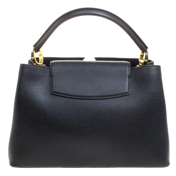 Pre Owned Louis Vuitton Black Taurillon Leather Capucines MM Bag