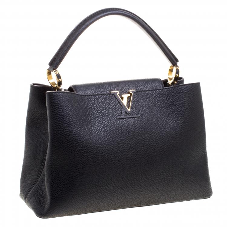 Pre Owned Louis Vuitton Black Taurillon Leather Capucines MM Bag