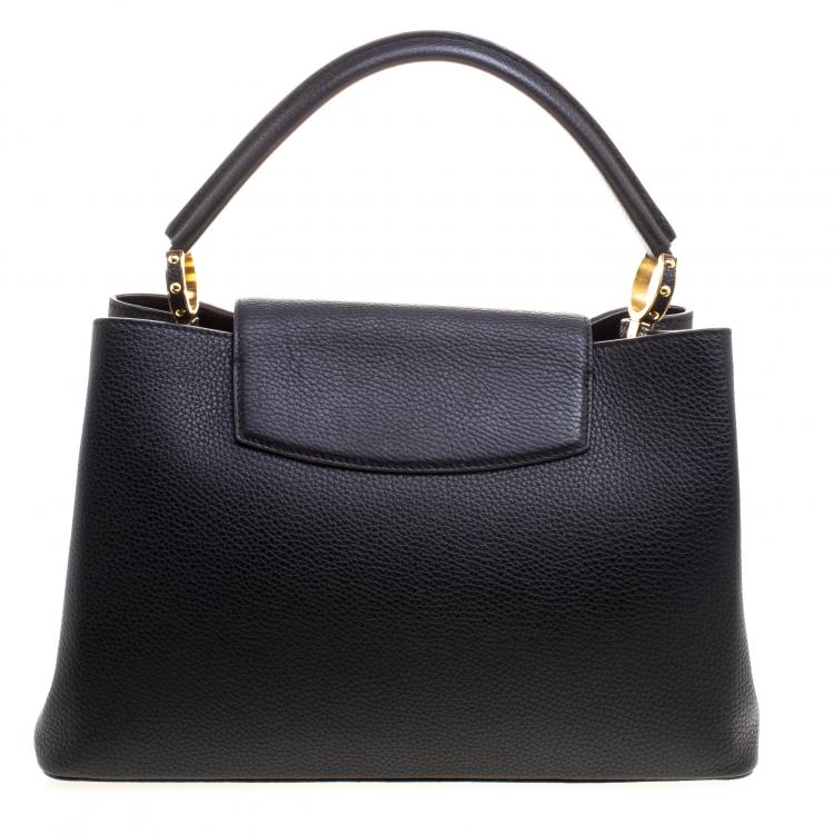 Pre Owned Louis Vuitton Black Taurillon Leather Capucines MM Bag