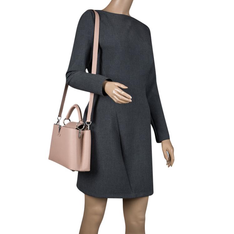 Pre Owned Louis Vuitton Beige Taurillon Leather Capucines BB Bag