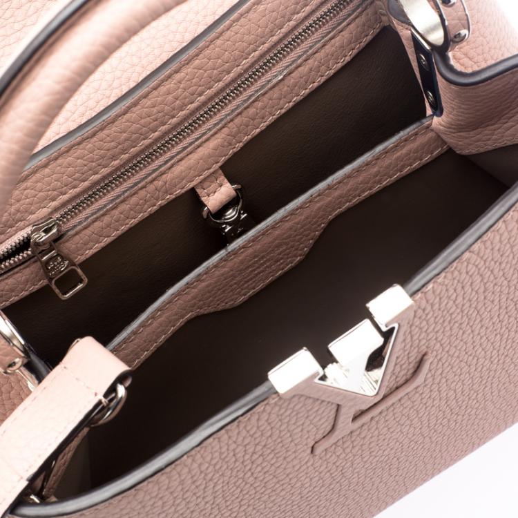 Pre Owned Louis Vuitton Beige Taurillon Leather Capucines BB Bag