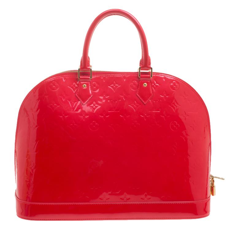 Pre Owned Louis Vuitton Rose Pop Monogram Vernis Alma GM Bag
