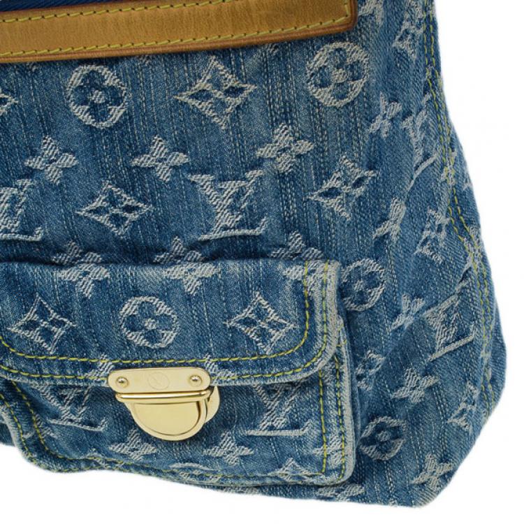 Authentic Louis Vuitton blue denim monogram baggy GM bag, Luxury