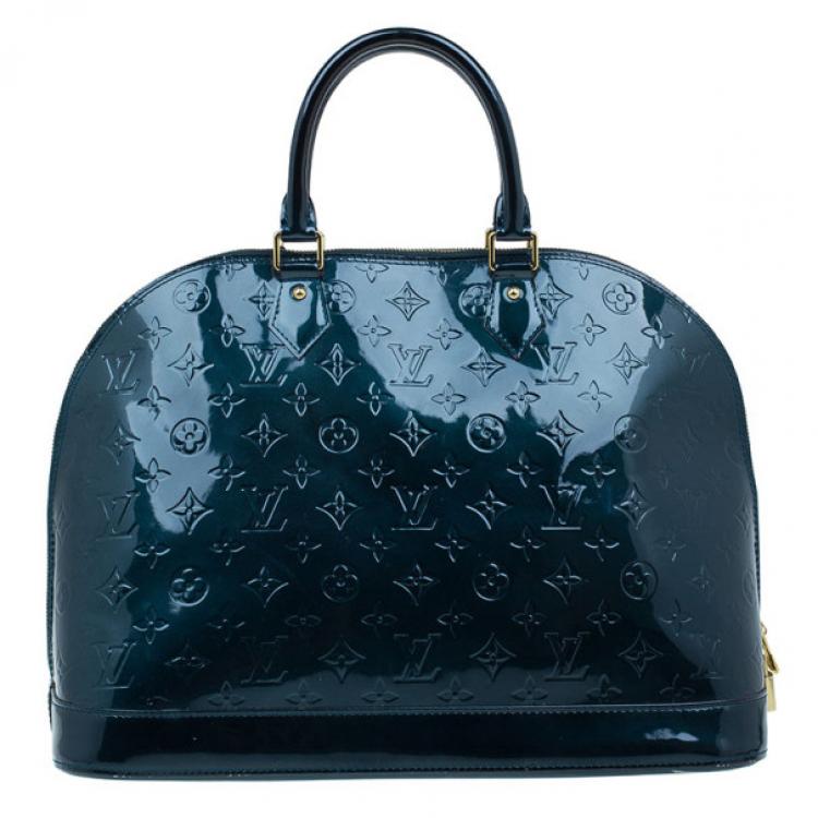 Pre Owned Louis Vuitton Green Monogram Vernis Alma GM