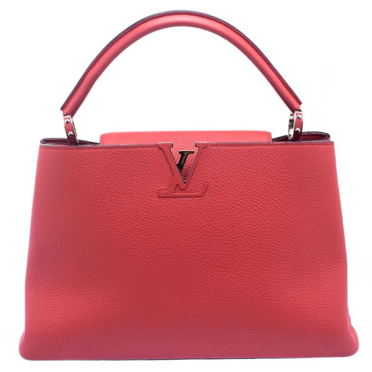 Pre Owned Louis Vuitton Corall Taurillon Leather Capucines MM Bag