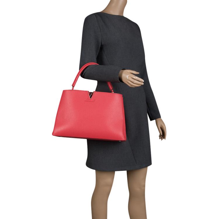 Pre Owned Louis Vuitton Corall Taurillon Leather Capucines MM Bag
