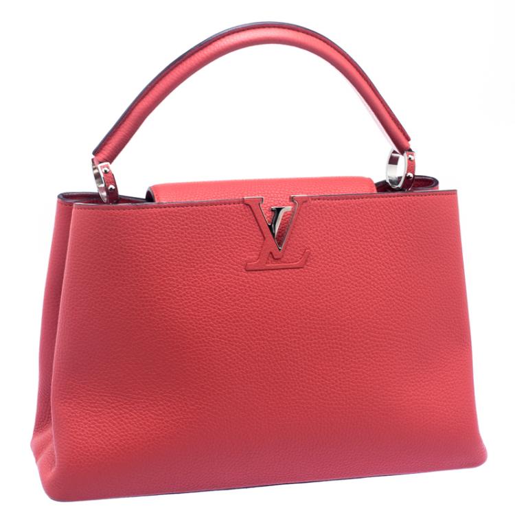 Pre Owned Louis Vuitton Corall Taurillon Leather Capucines MM Bag