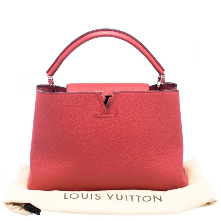 Pre Owned Louis Vuitton Corall Taurillon Leather Capucines MM Bag