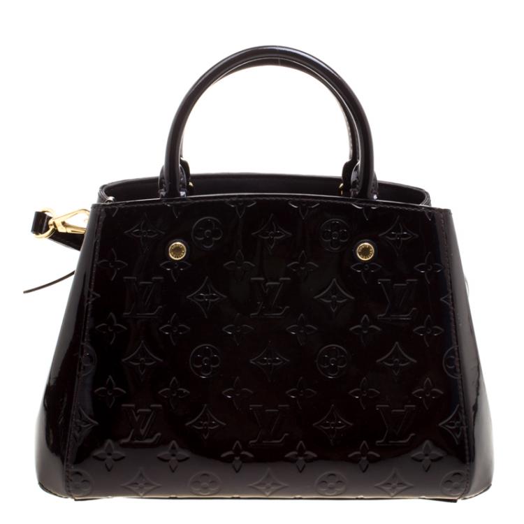 Pre Owned Louis Vuitton Amarante Monogram Vernis Montaigne BB Bag