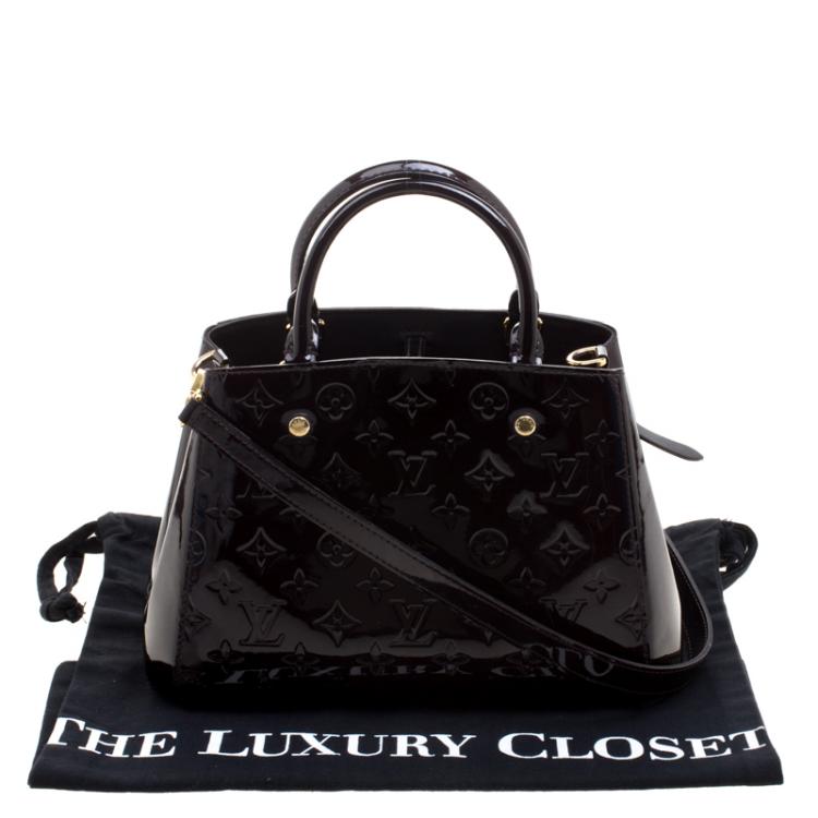 Pre Owned Louis Vuitton Amarante Monogram Vernis Montaigne BB Bag