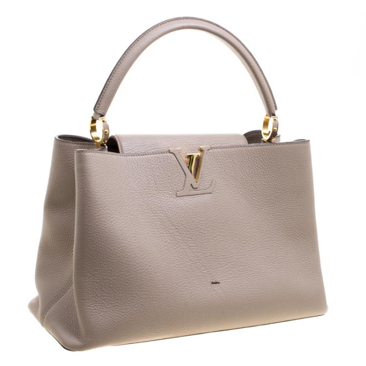 Pre Owned Louis Vuitton Beige Taurillon Leather Capucines GM Bag