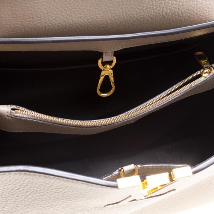 Pre Owned Louis Vuitton Beige Taurillon Leather Capucines GM Bag