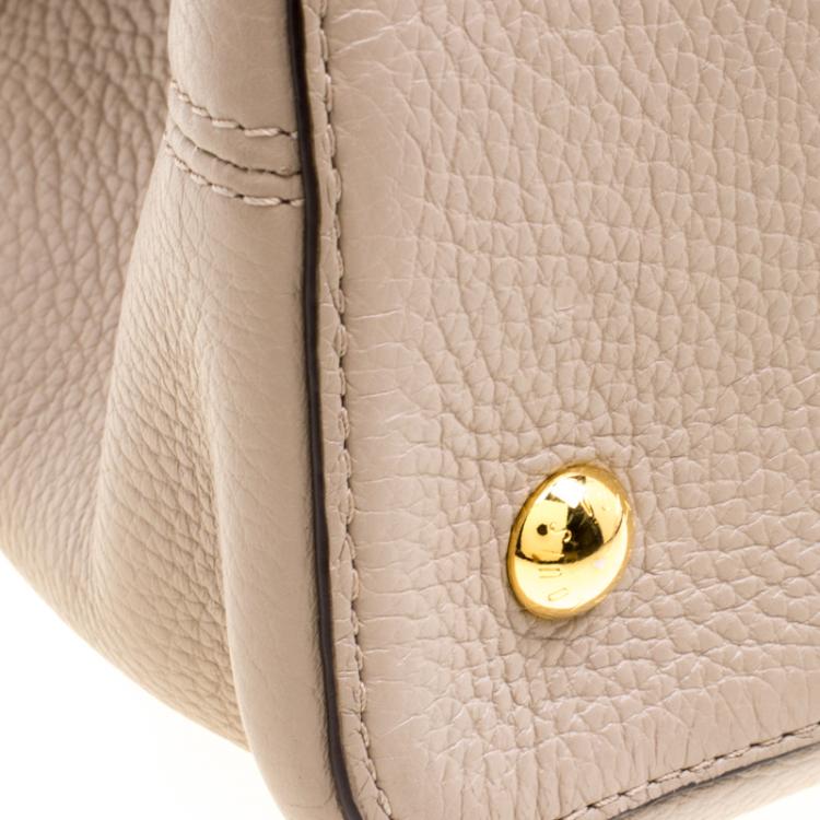 Pre Owned Louis Vuitton Beige Taurillon Leather Capucines GM Bag