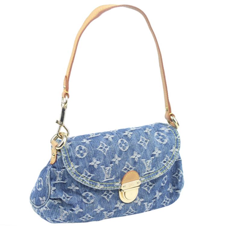 Vintage Louis Vuitton Pleaty Blue Monogram Denim Bag 
