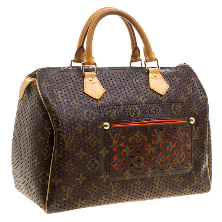مملوكة مسبقًا Louis Vuitton Orange Monogram Perforated Canvas Limited Edition Speedy 30 Bag