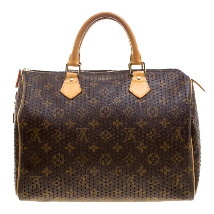 مملوكة مسبقًا Louis Vuitton Orange Monogram Perforated Canvas Limited Edition Speedy 30 Bag