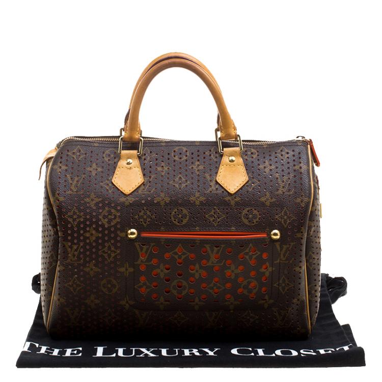 مملوكة مسبقًا Louis Vuitton Orange Monogram Perforated Canvas Limited Edition Speedy 30 Bag