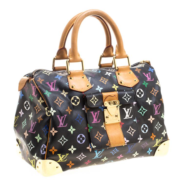 Pre Owned Louis Vuitton Black Multicolor Monogram Canvas Speedy 30