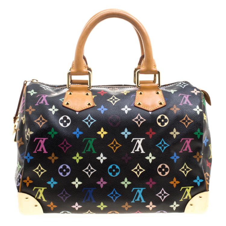 Pre Owned Louis Vuitton Black Multicolor Monogram Canvas Speedy 30