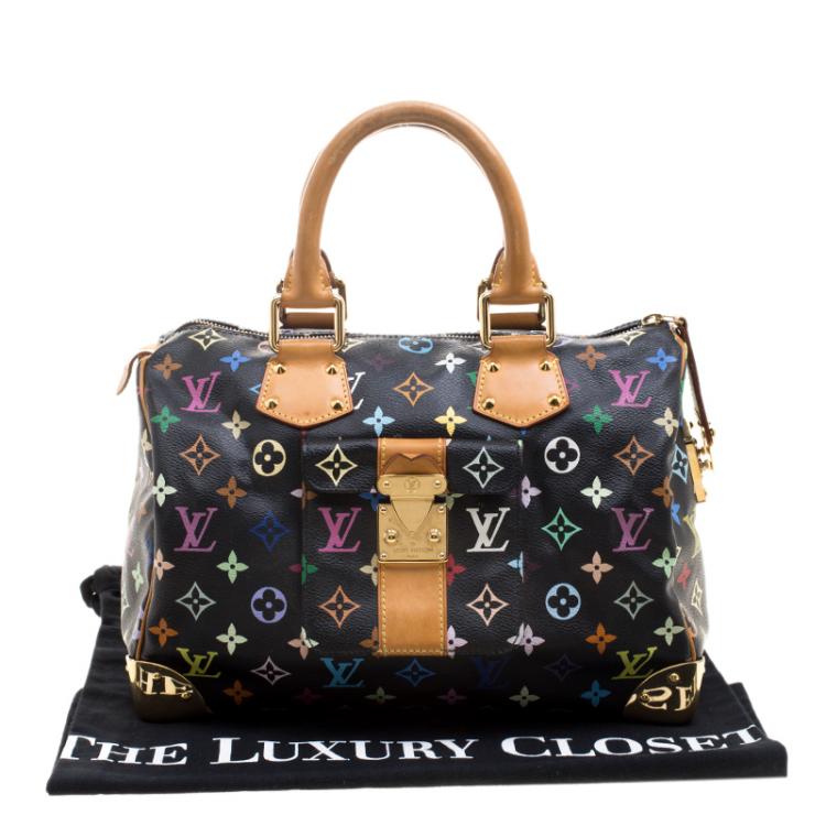 Pre Owned Louis Vuitton Black Multicolor Monogram Canvas Speedy 30