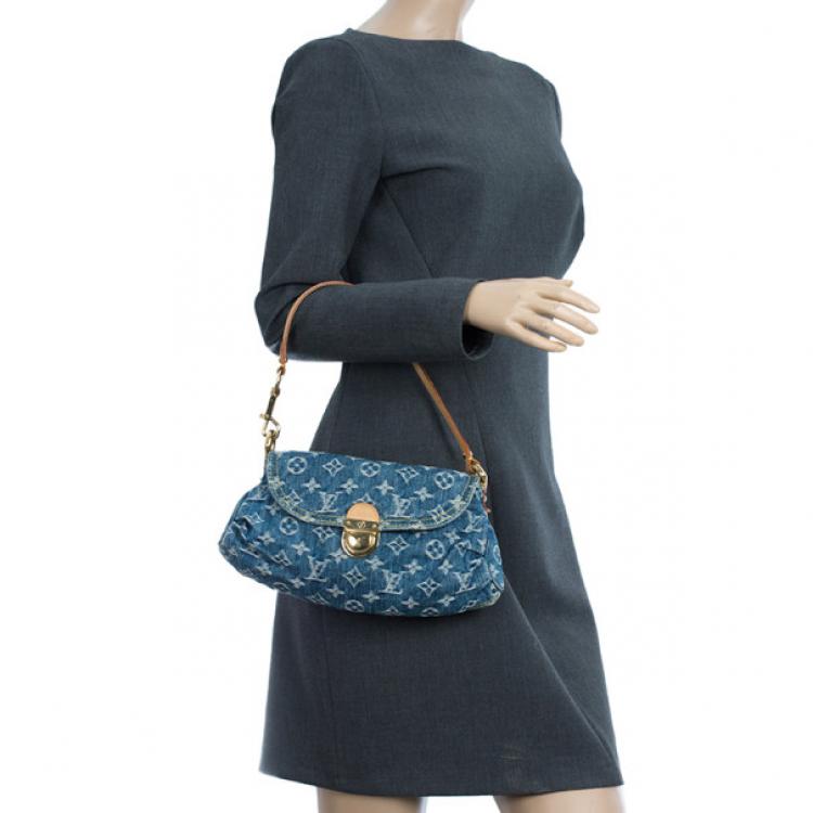 Louis Vuitton Vintage Denim Monogram Mini Pleaty Bag - Blue