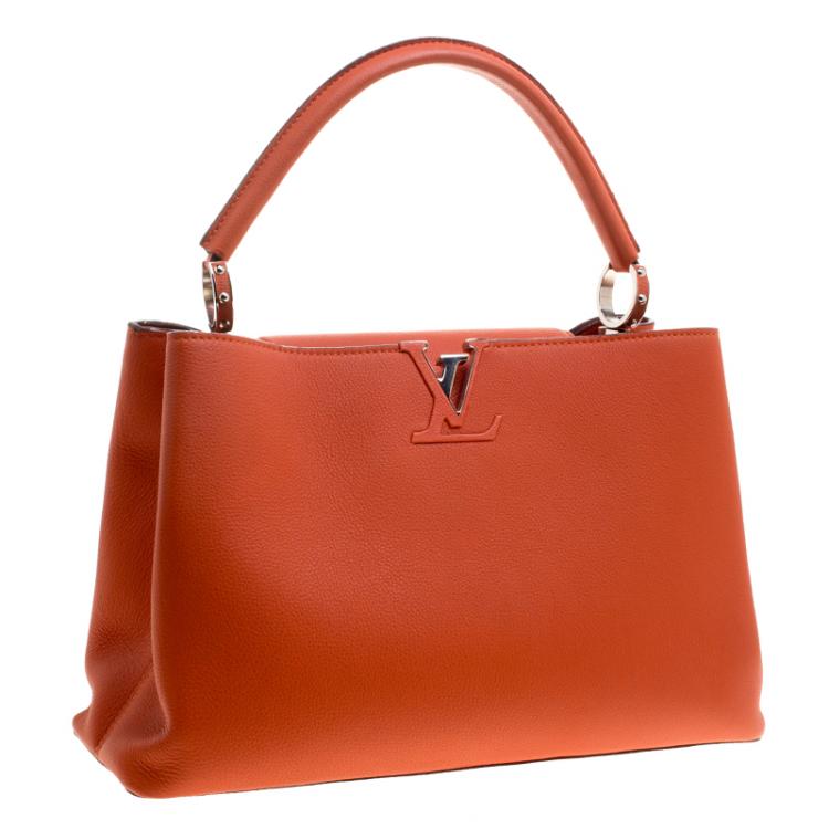 Pre Owned Louis Vuitton Corall Taurillon Leather Capucines MM Bag