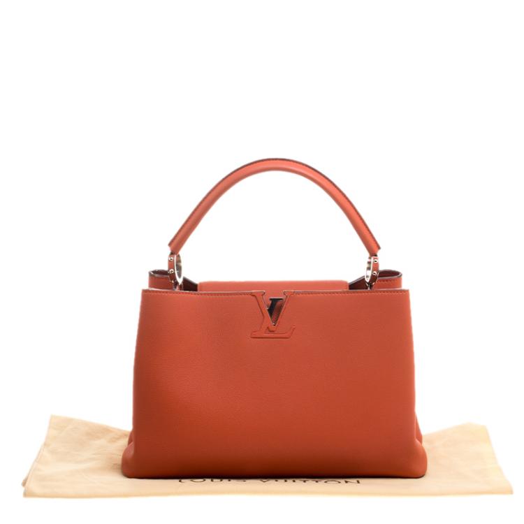 Pre Owned Louis Vuitton Corall Taurillon Leather Capucines MM Bag