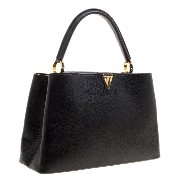 Pre Owned Louis Vuitton Black Taurillon Leather Capucines MM Bag