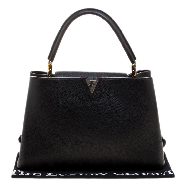 Pre Owned Louis Vuitton Black Taurillon Leather Capucines MM Bag
