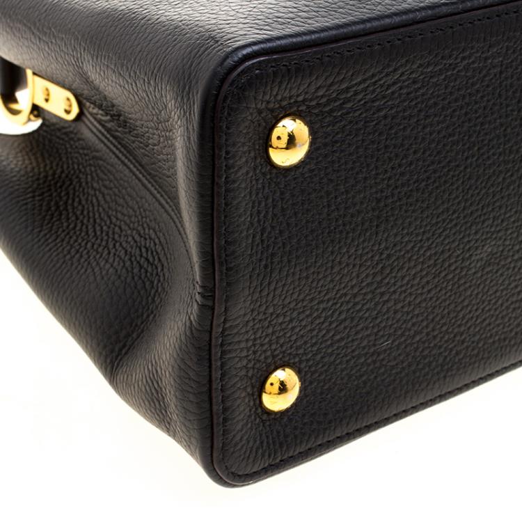 Pre Owned Louis Vuitton Black Taurillon Leather Capucines MM Bag