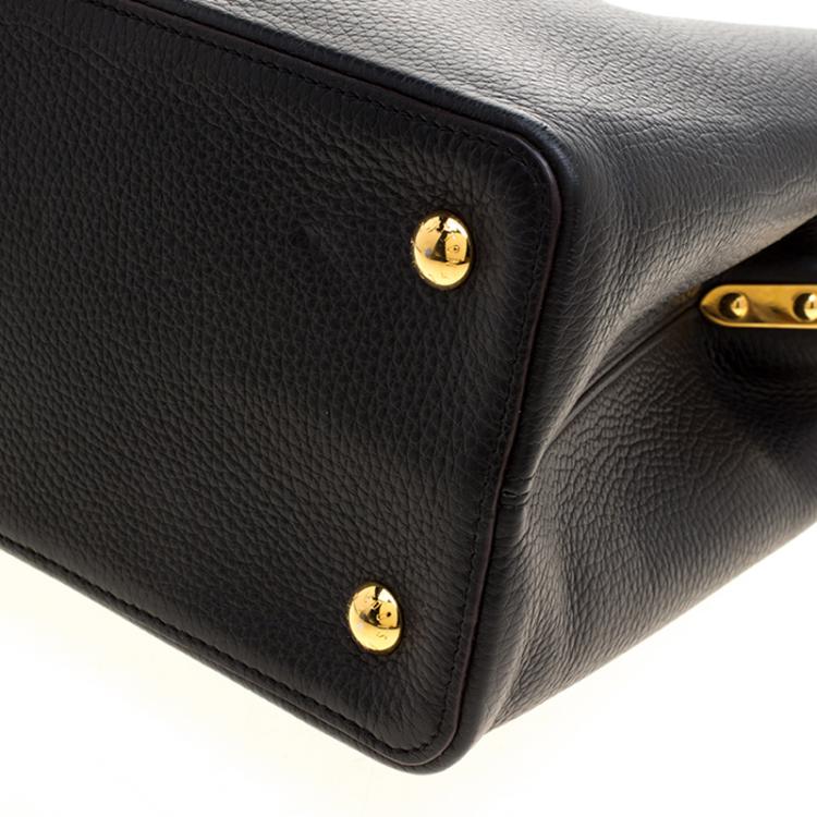Pre Owned Louis Vuitton Black Taurillon Leather Capucines MM Bag