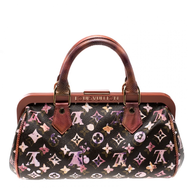 Pre Owned Louis Vuitton Limited Edition Richard Prince Monogram Watercolor Aquarelle Papillon Frame Bag