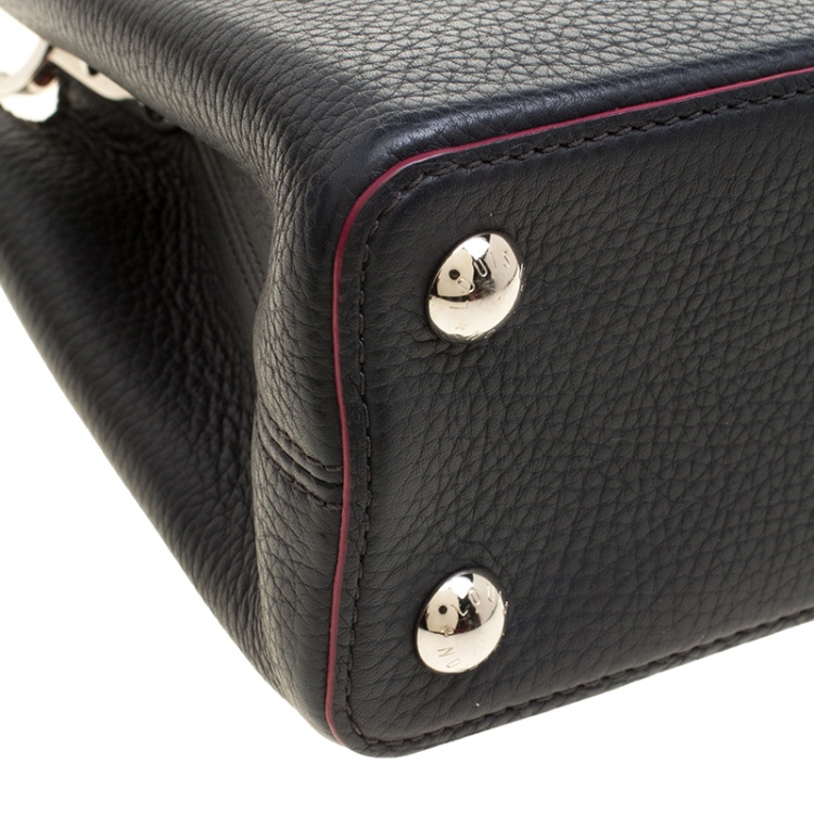 Pre Owned Louis Vuitton Black Taurillon Leather Capucines BB Bag