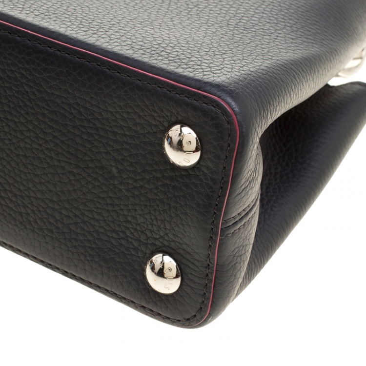 Pre Owned Louis Vuitton Black Taurillon Leather Capucines BB Bag