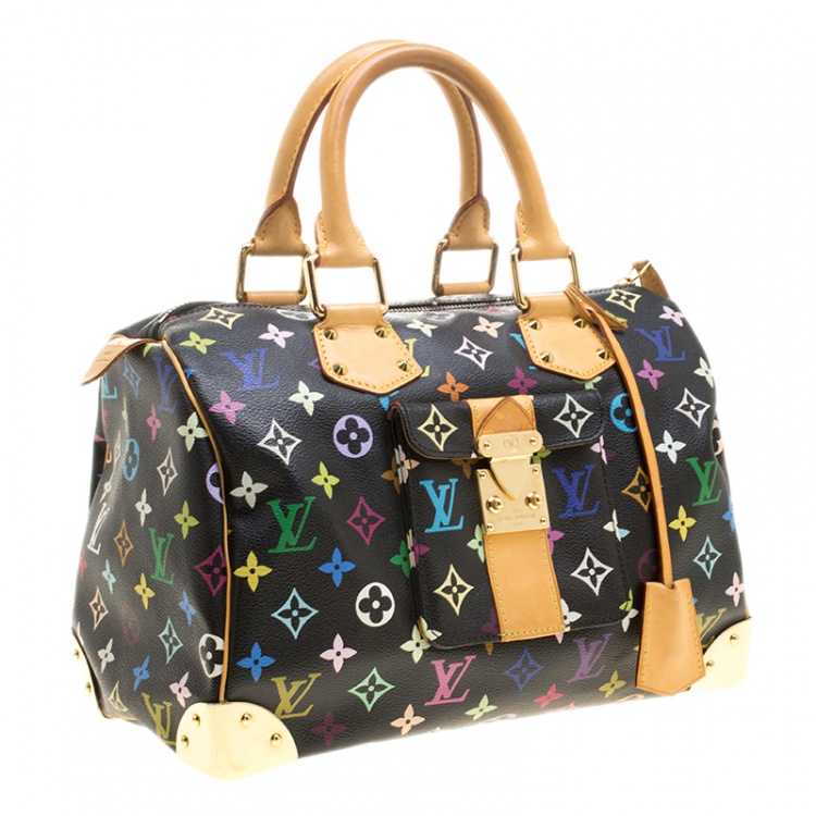 Pre Owned Louis Vuitton Black Multicolor Monogram Canvas Speedy 30
