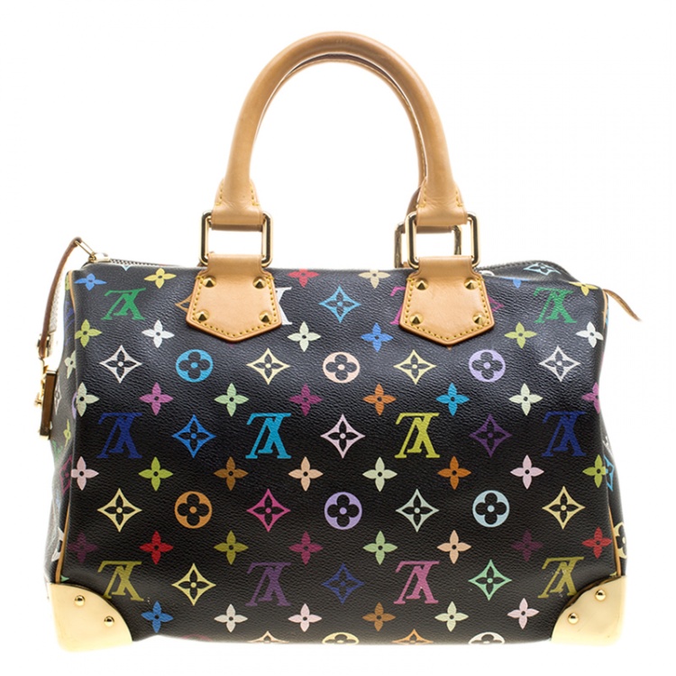 Pre Owned Louis Vuitton Black Multicolor Monogram Canvas Speedy 30