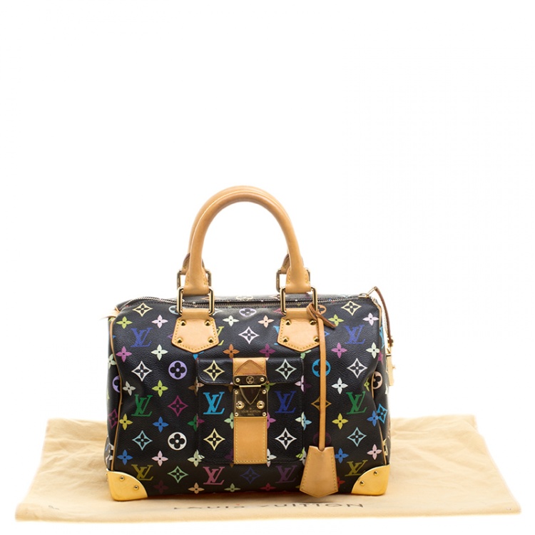 Pre Owned Louis Vuitton Black Multicolor Monogram Canvas Speedy 30